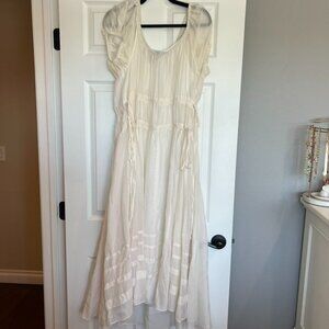 La Ligne Silk Flowy Ivory White Boho Whimsical Fairy Maxi Dress Size Large